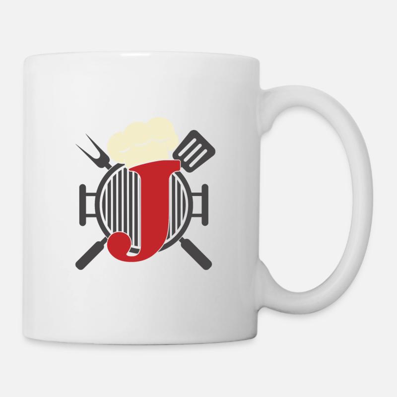 Buchstabe J_BBQ - Tasse - Weiß