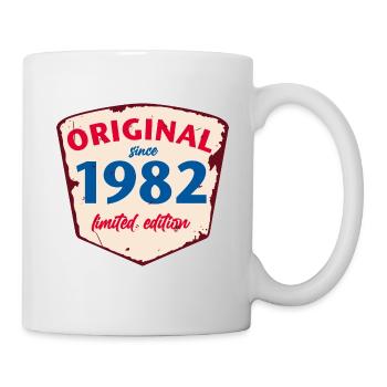 1982 Blechschild - limeted edition - Vintage - Tasse - Weiß - Rechts
