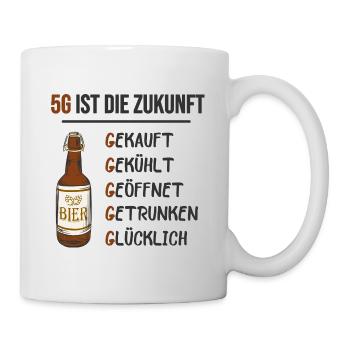 Bier Biertrinker Bierflasche 5G ist die Zukunft - Tasse - Weiß - Rechts