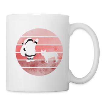 Santa Claus and Frenchie, Dog, Vintage, Retro - Mug - white - Right