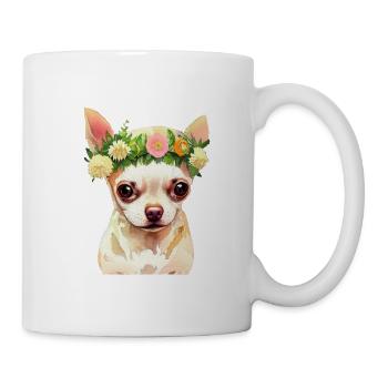 Chihuahua mit Blumenkrone - Tasse - Weiß - Rechts