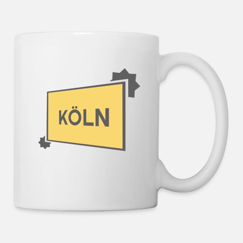 Köln Ortsschild - modern grey - Tasse - Weiß