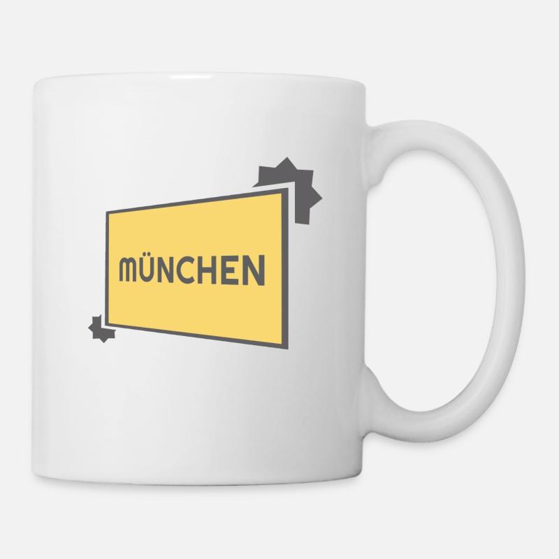 München Ortsschild - modern grey - Tasse - Weiß