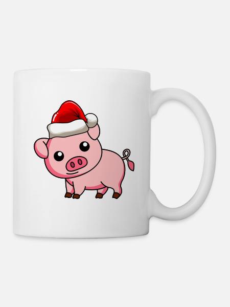 Schwein Comic Weihnachten - Tasse - Weiß