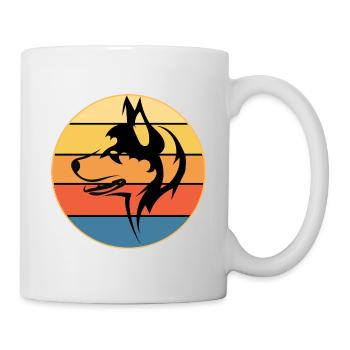 Drôle Kawaii Mignon Husky Dog Vintage Retro Sunset - Mug blanc - blanc - Droite