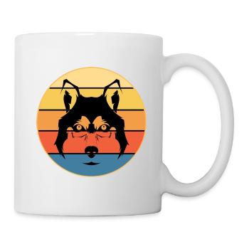 Drôle Kawaii Mignon Husky Dog Vintage Retro Sunset - Mug blanc - blanc - Droite