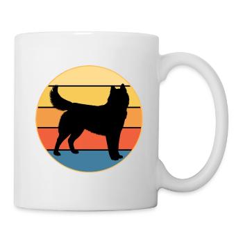 Drôle Kawaii Mignon Husky Dog Vintage Retro Sunset - Mug blanc - blanc - Droite