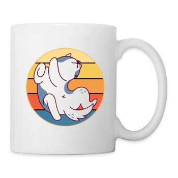 Drôle Kawaii Mignon Husky Dog Vintage Retro Sunset - Mug blanc - blanc - Droite
