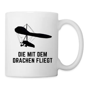Die mit dem Drachen fliegt - Tasse - Weiß - Rechts