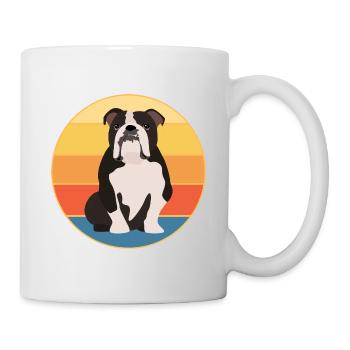 Bulldogge Hunderasse Vintage Retro Sonnenuntergang - Tasse - Weiß - Rechts