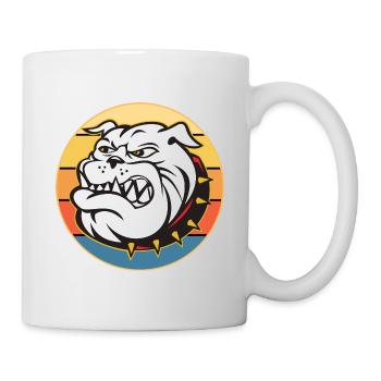Bulldogge Hunderasse Vintage Retro Sonnenuntergang - Tasse - Weiß - Rechts