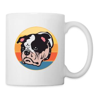 Bulldogge Hunderasse Vintage Retro Sonnenuntergang - Tasse - Weiß - Rechts