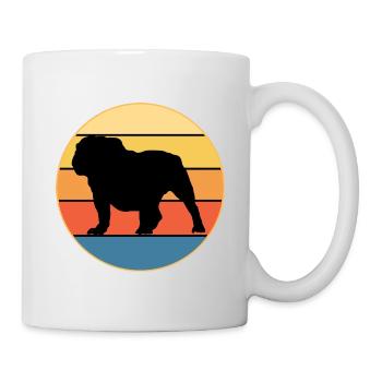 Bulldogge Hunderasse Vintage Retro Sonnenuntergang - Tasse - Weiß - Rechts