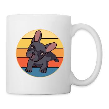 Französische Bulldogge Hunderasse Vintage Retro Sonnenuntergang - Tasse - Weiß - Rechts