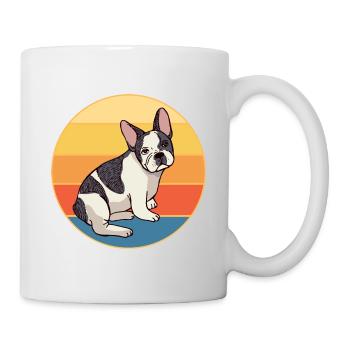 Französische Bulldogge Hunderasse Vintage Retro Sonnenuntergang - Tasse - Weiß - Rechts