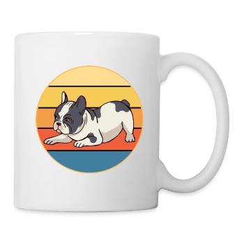 Französische Bulldogge Hunderasse Vintage Retro Sonnenuntergang - Tasse - Weiß - Rechts