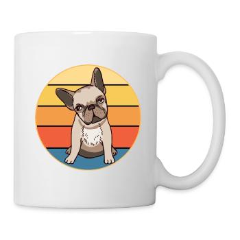 Französische Bulldogge Hunderasse Vintage Retro Sonnenuntergang - Tasse - Weiß - Rechts