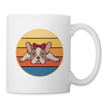 French Bulldog Dog Breed Vintage Retro Sunset - Mug - white - Right