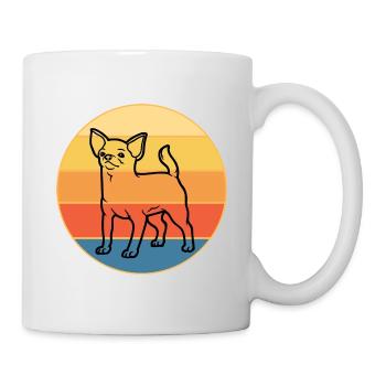 Nette Chihuahua Hunderasse Vintage Retro Sonnenuntergang - Tasse - Weiß - Rechts
