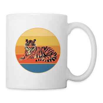 Tiger Big Cat Vintage Retro Sonnenuntergang - Tasse - Weiß - Rechts