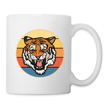 Tiger Big Cat Vintage Retro Sonnenuntergang - Tasse - Weiß - Rechts