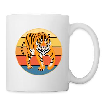 Tiger Big Cat Vintage Retro Sonnenuntergang - Tasse - Weiß - Rechts
