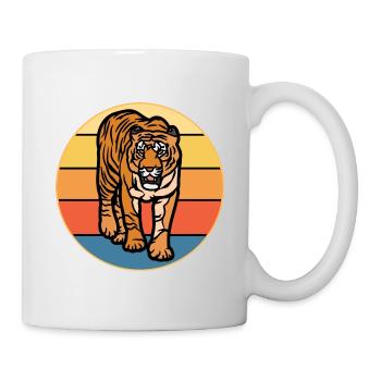 Tiger Big Cat Vintage Retro Sonnenuntergang - Tasse - Weiß - Rechts