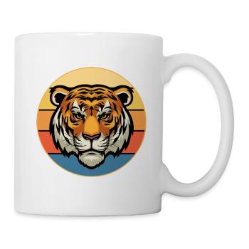 Tiger Big Cat Vintage Retro Sonnenuntergang - Tasse - Weiß - Rechts