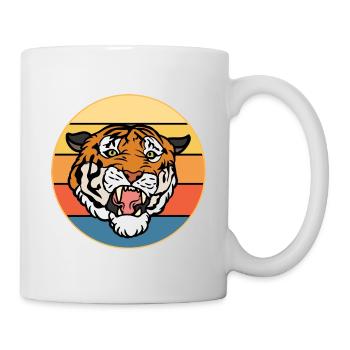 Tiger Big Cat Vintage Retro Sonnenuntergang - Tasse - Weiß - Rechts
