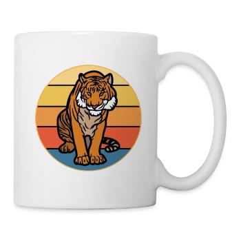 Tiger Big Cat Vintage Retro Sonnenuntergang - Tasse - Weiß - Rechts