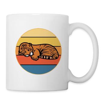 Tiger Big Cat Vintage Retro Sonnenuntergang - Tasse - Weiß - Rechts