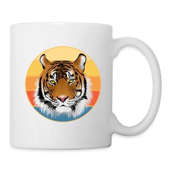 Tiger Big Cat Vintage Retro Sonnenuntergang - Tasse - Weiß - Rechts