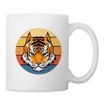 Tiger Big Cat Vintage Retro Sonnenuntergang - Tasse - Weiß - Rechts