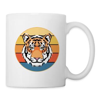 Tiger Big Cat Vintage Retro Sonnenuntergang - Tasse - Weiß - Rechts