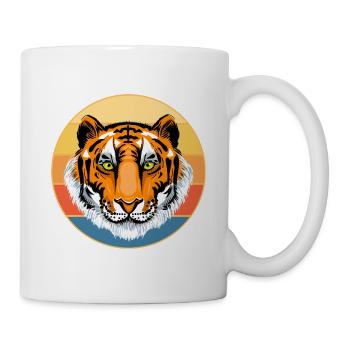 Tiger Big Cat Vintage Retro Sonnenuntergang - Tasse - Weiß - Rechts