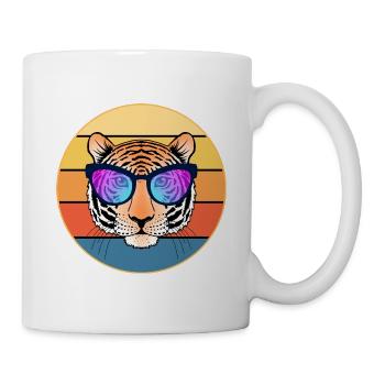 Tiger Big Cat Vintage Retro Sonnenuntergang - Tasse - Weiß - Rechts