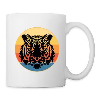 Tiger Big Cat Vintage Retro Sonnenuntergang - Tasse - Weiß - Rechts