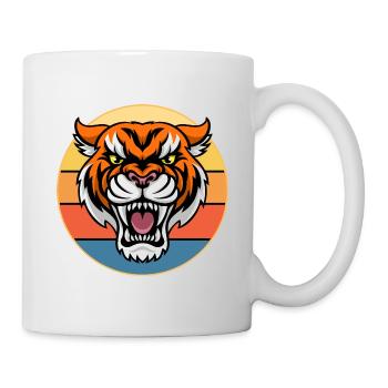 Tiger Big Cat Vintage Retro Sonnenuntergang - Tasse - Weiß - Rechts