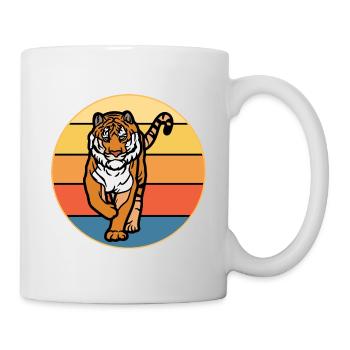 Tiger Big Cat Vintage Retro Sonnenuntergang - Tasse - Weiß - Rechts