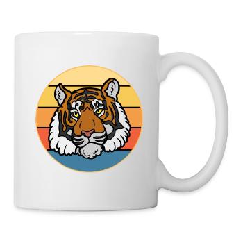 Tiger Big Cat Vintage Retro Sonnenuntergang - Tasse - Weiß - Rechts