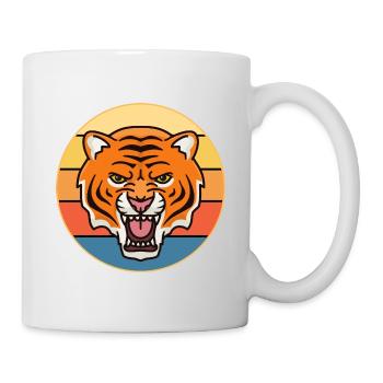 Tiger Big Cat Vintage Retro Sonnenuntergang - Tasse - Weiß - Rechts