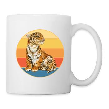 Tiger Big Cat Vintage Retro Sonnenuntergang - Tasse - Weiß - Rechts
