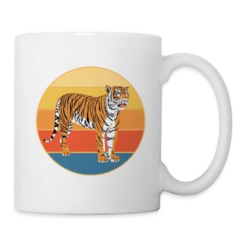 Tiger Big Cat Vintage Retro Sonnenuntergang - Tasse - Weiß - Rechts