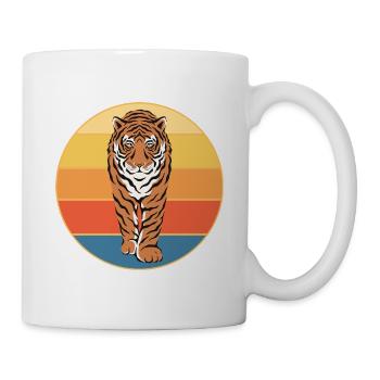 Tiger Big Cat Vintage Retro Sonnenuntergang - Tasse - Weiß - Rechts