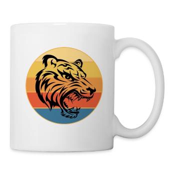 Tiger Raubkatze Vintage Retro Sonnenuntergang - Tasse - Weiß - Rechts