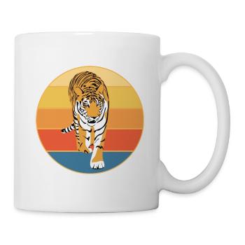 Tiger Big Cat Vintage Retro Sonnenuntergang - Tasse - Weiß - Rechts