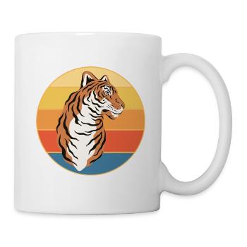 Tiger Big Cat Vintage Retro Sonnenuntergang - Tasse - Weiß - Rechts