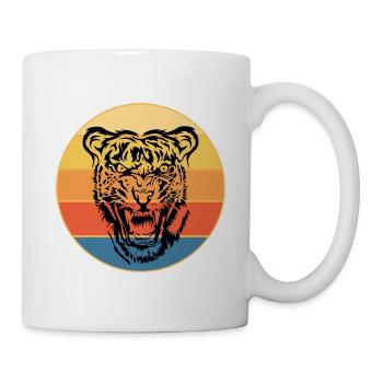 Tiger Big Cat Vintage Retro Sonnenuntergang - Tasse - Weiß - Rechts