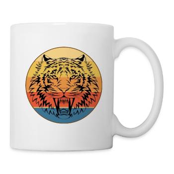 Tiger Raubkatze Vintage Retro Sonnenuntergang - Tasse - Weiß - Rechts