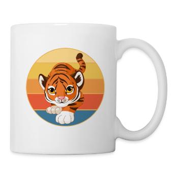 Tiger Big Cat Vintage Retro Sonnenuntergang - Tasse - Weiß - Rechts